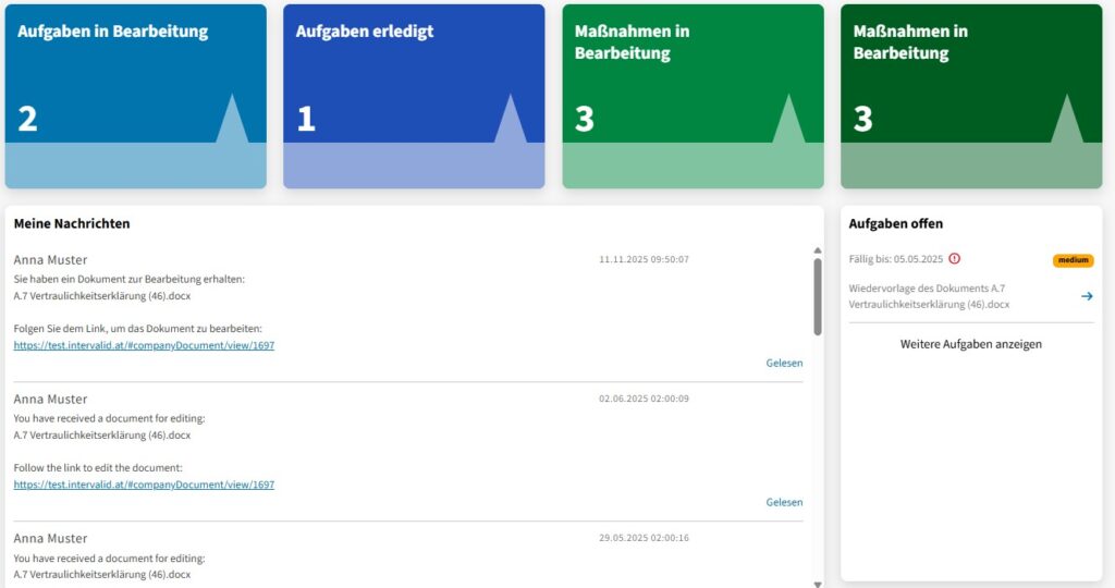 Aufgaben & Maßnahmen Workflow